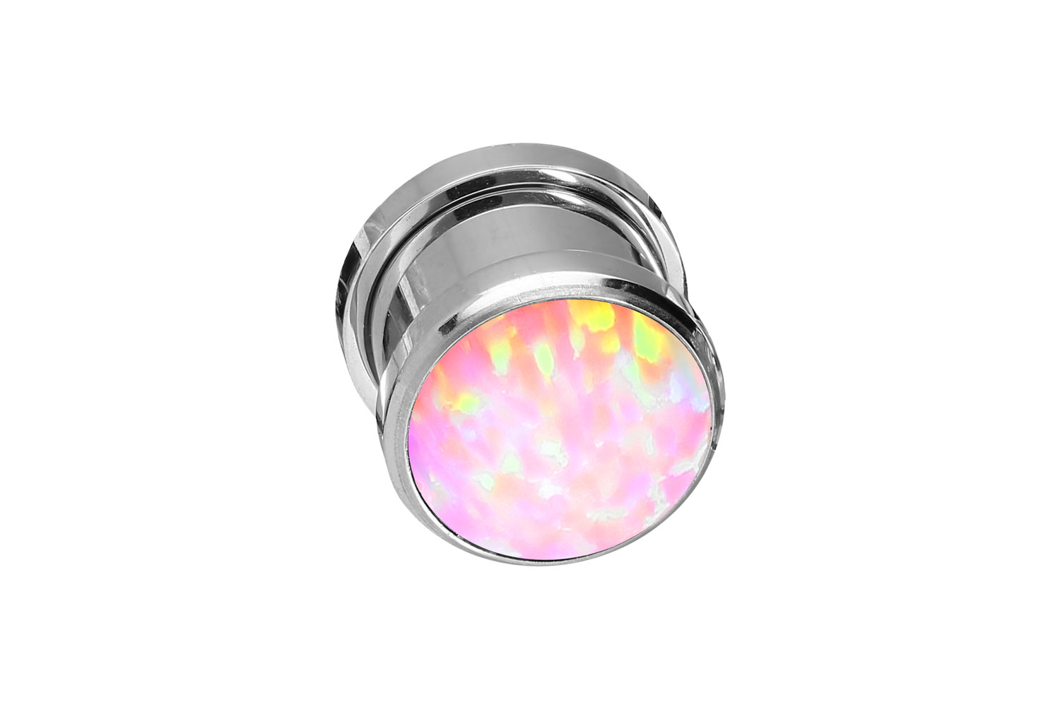 Chirurgenstahl Plug SYNTHETISCHER OPAL ++SALE++ von Piercingline